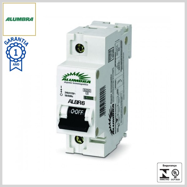 Minidisjuntor ALBR-6 DIN 1 Polo 6,0kA 127/240V